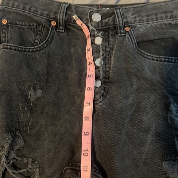 BDG Charcoal Kick Flare High Rise Cropped Distressed Jeans Urban Outfitters - Picture 14 of 15